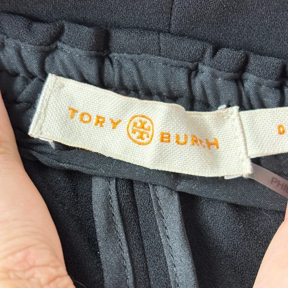 Tory Burch Women Pants Sz 0 Cream Black Rowing Stripe Colorblock Elastic Waist
